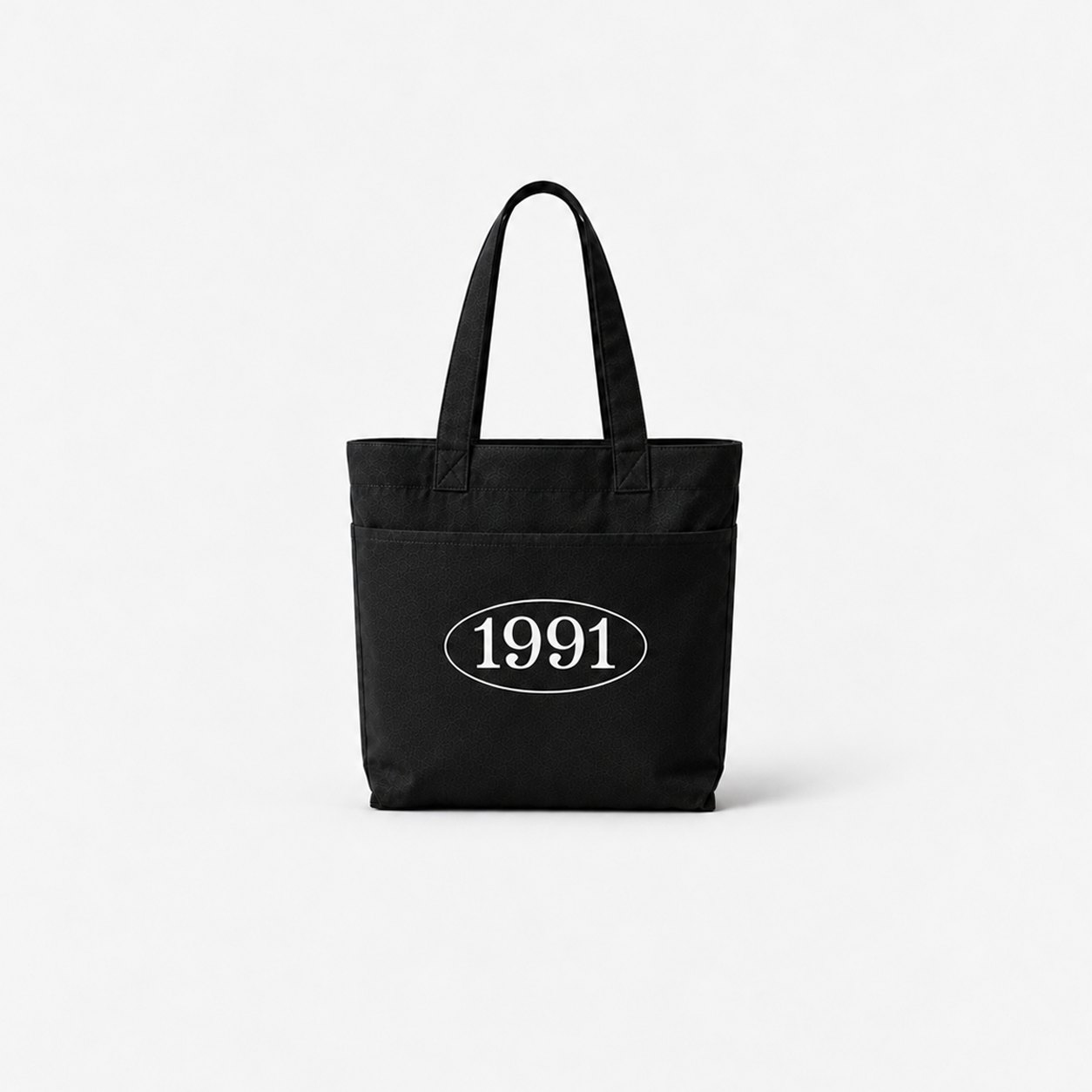 Czarna torba bawełniana z owalnym logo 1991